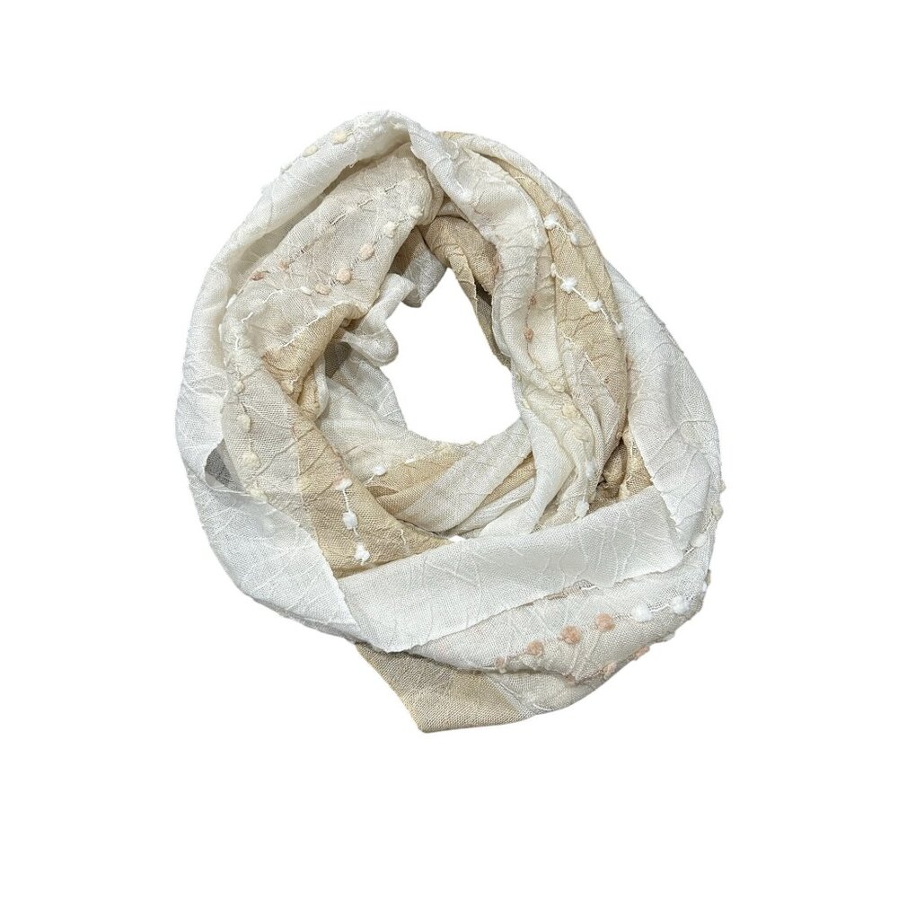 Icing Infinity Scarf  One Size Beige White Neutral Lightweight Acrylic Blend NWT